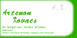 artemon kovacs business card